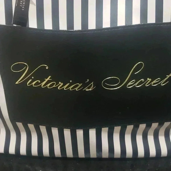 Victoria's Secret Black White Stripe Tote - Picture 2 of 7